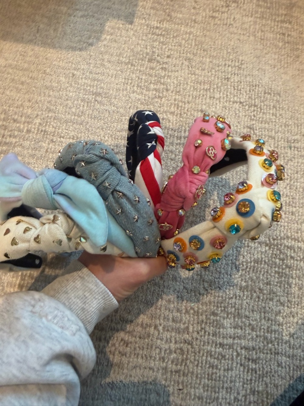 Set of 6 Lele Sadoughi kids Embellished Multi-Color Knotted Headbands